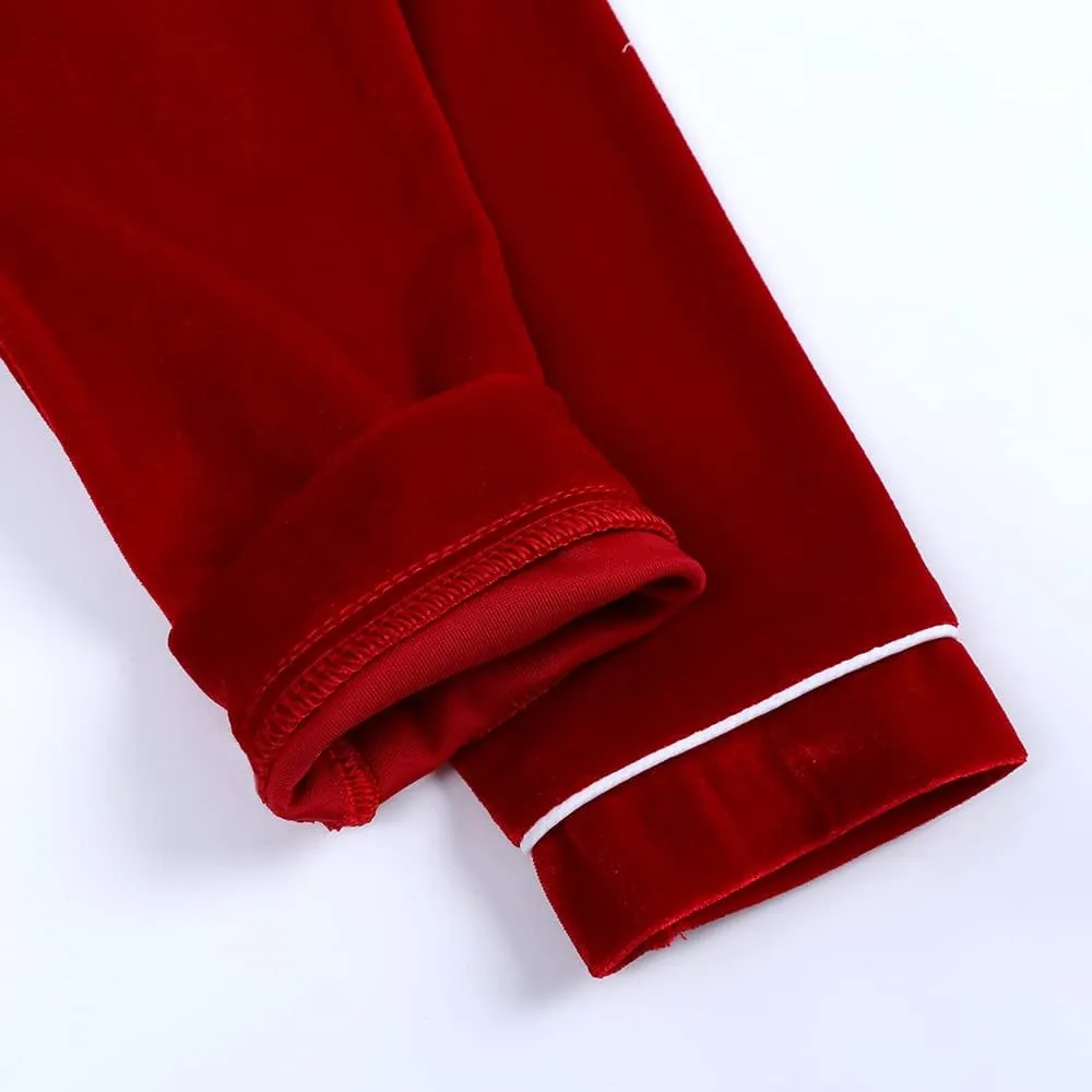 Kids Tales Child Velvet Pajama Sets Christmas Button Down Long Sleeve Shirt   Long Pants Boys Girls Solid Loungewear 2PCS