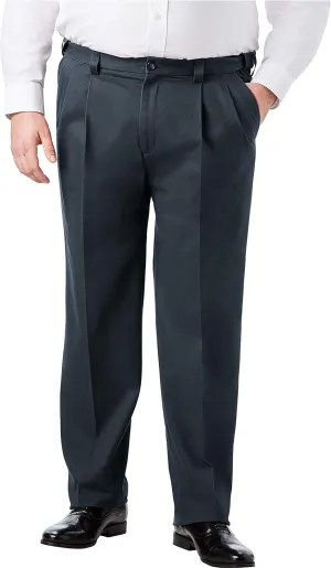KingSize Men's Big & Tall Classic Fit Wrinkle-Free Expandable Waist Pleat Front Pants