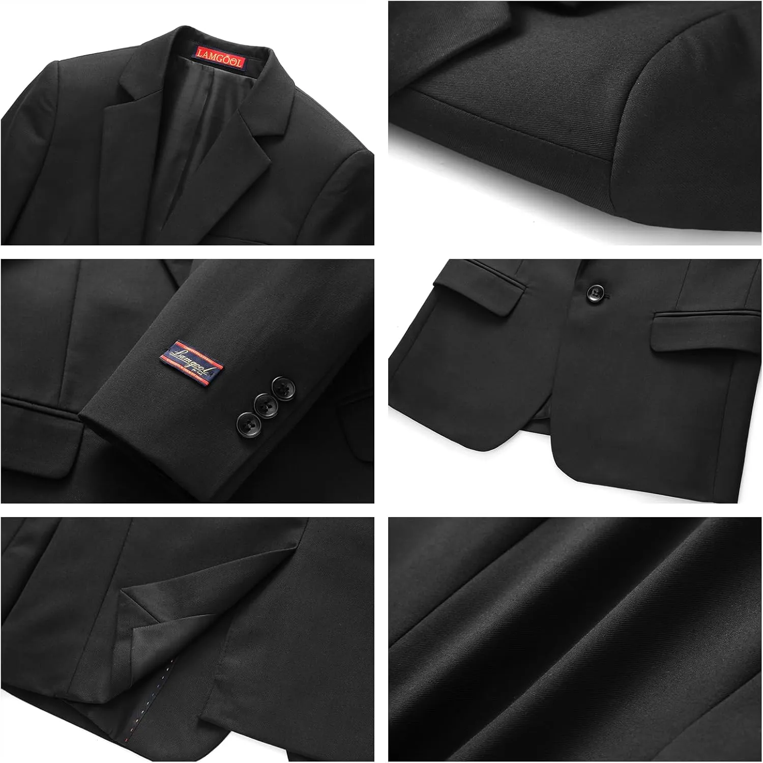 Lamgool Boys Suits 3 Piece Slim Fit One Button Tuxedo Jacket Vest and Pant for Kids Prom Wedding Formal Set Size 4-14 Years