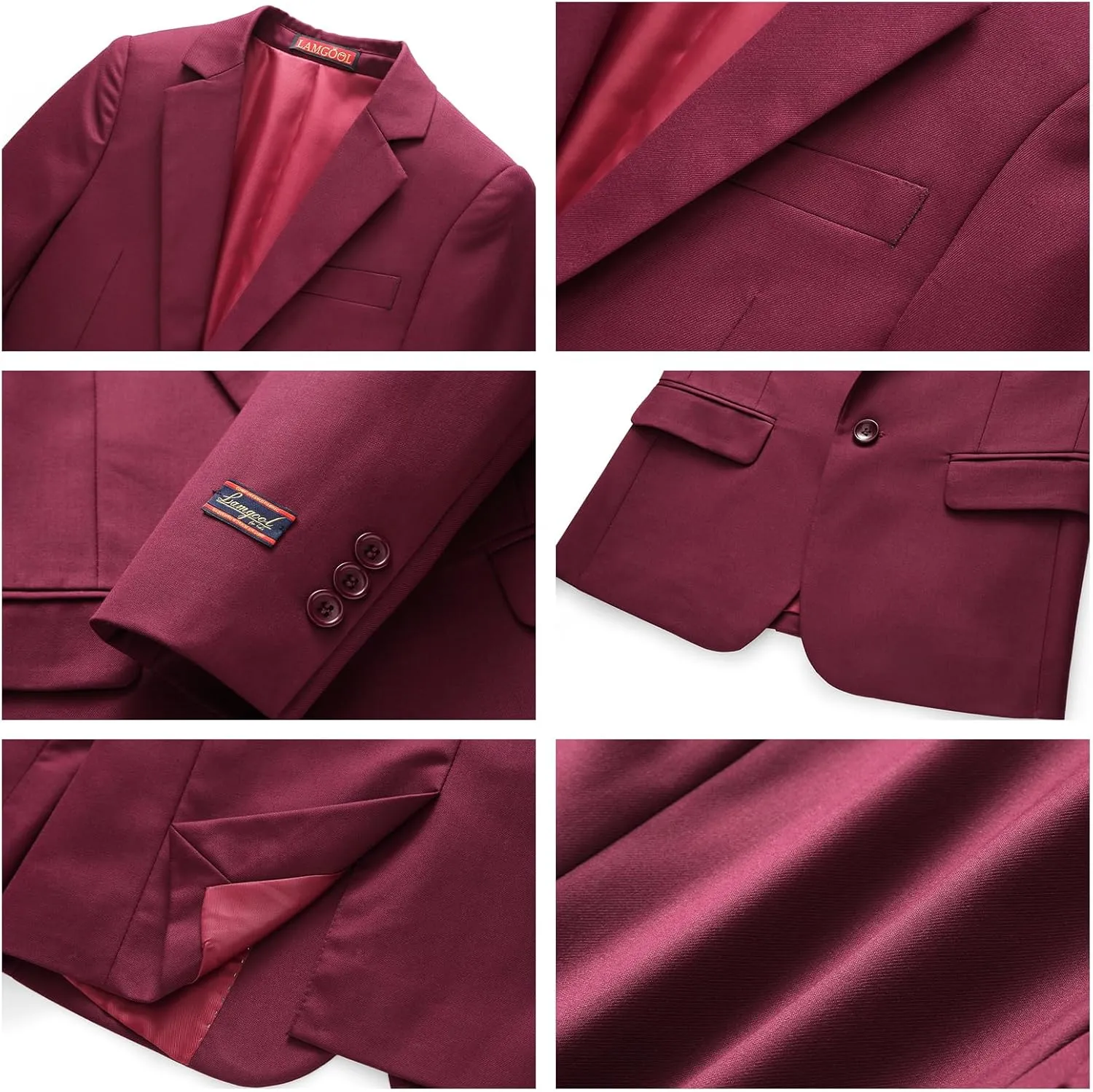 Lamgool Boys Suits 3 Piece Slim Fit One Button Tuxedo Jacket Vest and Pant for Kids Prom Wedding Formal Set Size 4-14 Years