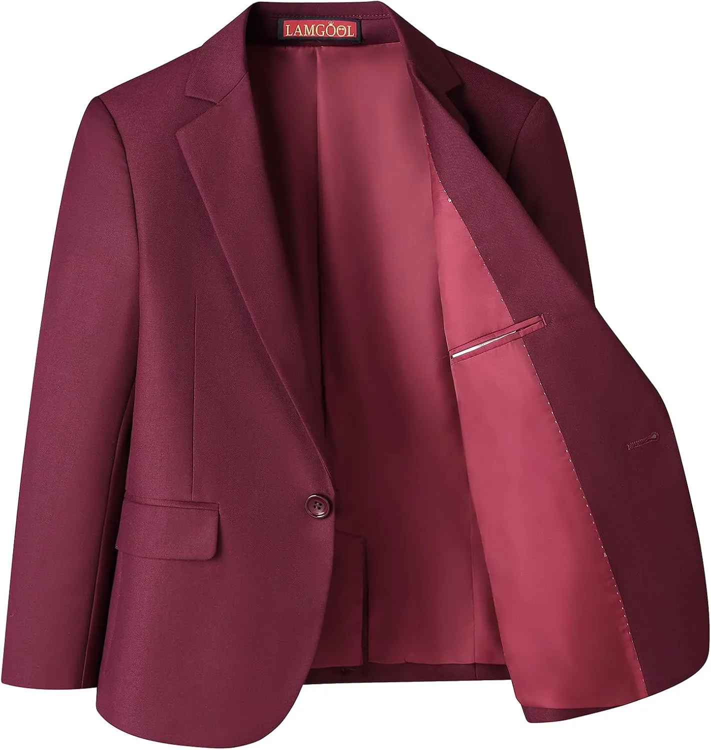 Lamgool Boys Suits 3 Piece Slim Fit One Button Tuxedo Jacket Vest and Pant for Kids Prom Wedding Formal Set Size 4-14 Years