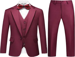 Lamgool Boys Suits 3 Piece Slim Fit One Button Tuxedo Jacket Vest and Pant for Kids Prom Wedding Formal Set Size 4-14 Years