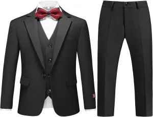 Lamgool Boys Suits 3 Piece Slim Fit One Button Tuxedo Jacket Vest and Pant for Kids Prom Wedding Formal Set Size 4-14 Years