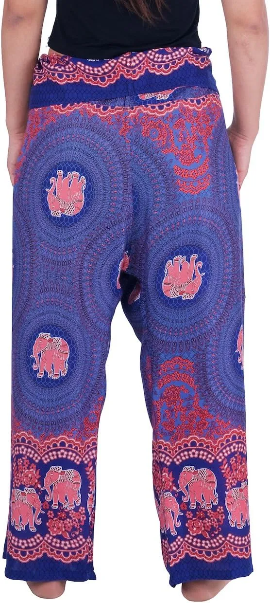 Lannaclothesdesign Women's Thai Fisherman Pants Yoga Trousers Wide Legs Pants