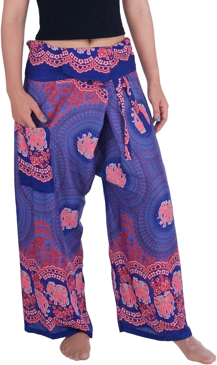 Lannaclothesdesign Women's Thai Fisherman Pants Yoga Trousers Wide Legs Pants