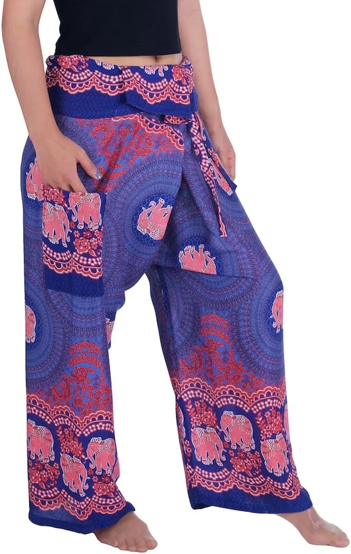 Lannaclothesdesign Women's Thai Fisherman Pants Yoga Trousers Wide Legs Pants