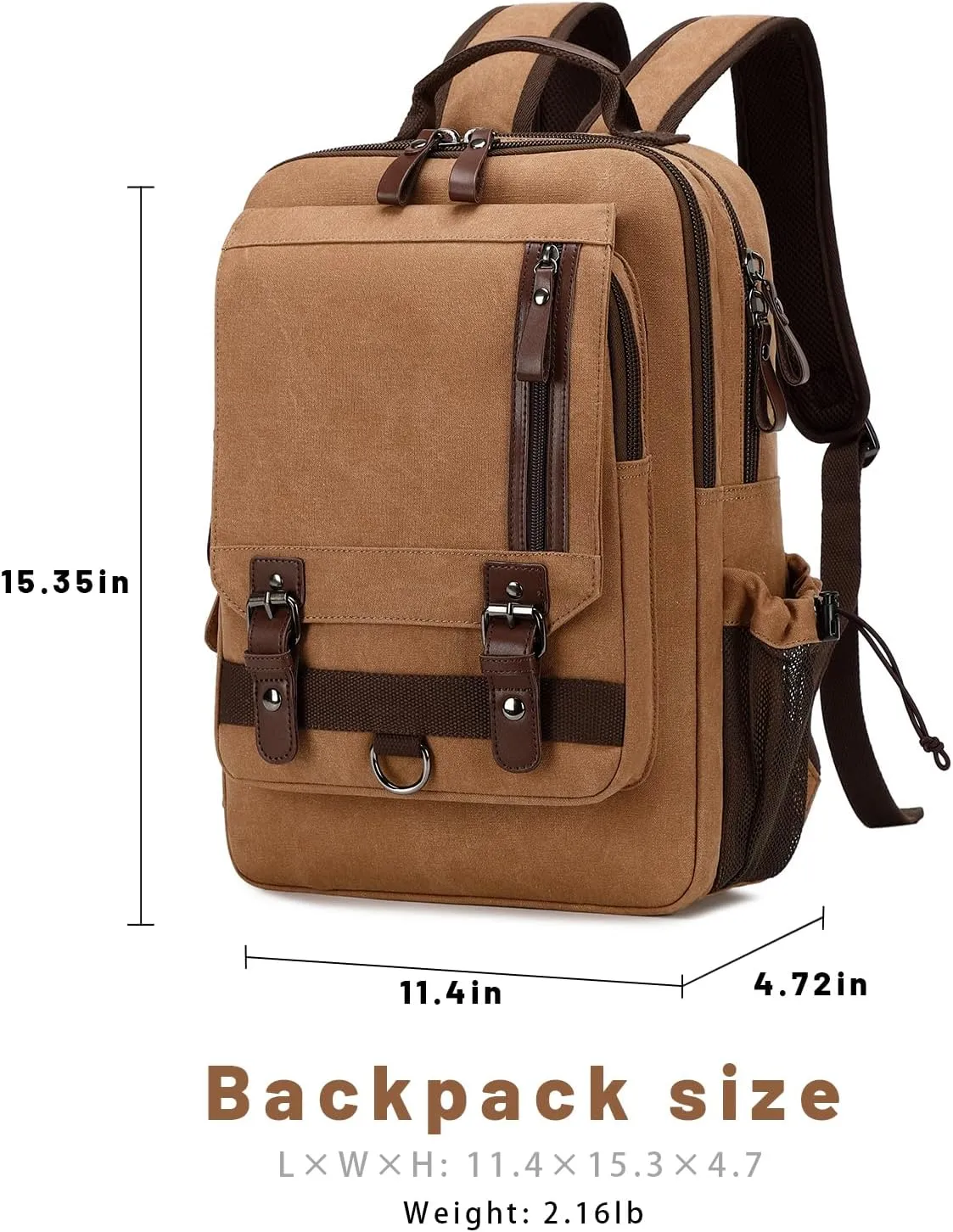 Lanola Water-resistant Canvas Backpack with Anti-Theft Pocket, Daypacks Fits 15.6 Inch Laptop for Men Perfect for Work, Travel, Daily Use (Coffee)