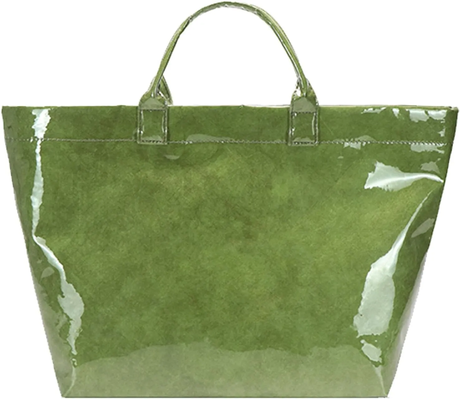 Large Capacity PVC Top Handle Bag for Women with Stylish Letter Print Handbag Kraft Paper Bag for Office and Daily Use