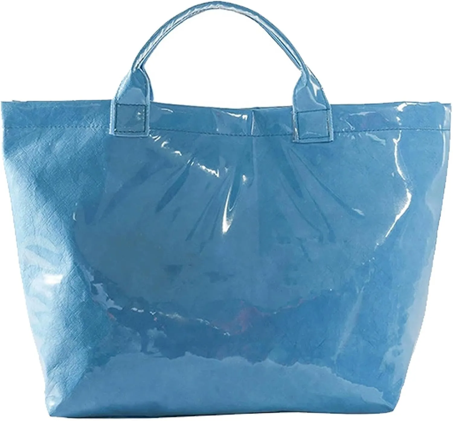 Large Capacity PVC Top Handle Bag for Women with Stylish Letter Print Handbag Kraft Paper Bag for Office and Daily Use