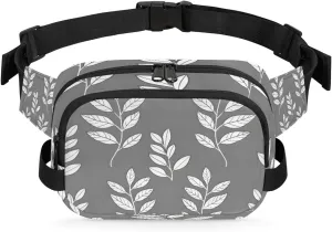 Leaf Pattern Crossbody Bags for Women Trendy Waterproof Fanny Pack with Adjustable Strap Fanny Pack for Travel Shopping Running and Daily Use