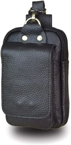 Le'aokuu Mens Womens Unisex Genuine Leather Fanny Waist Hip Bum Hook Belt Hang Bag Pack 1609