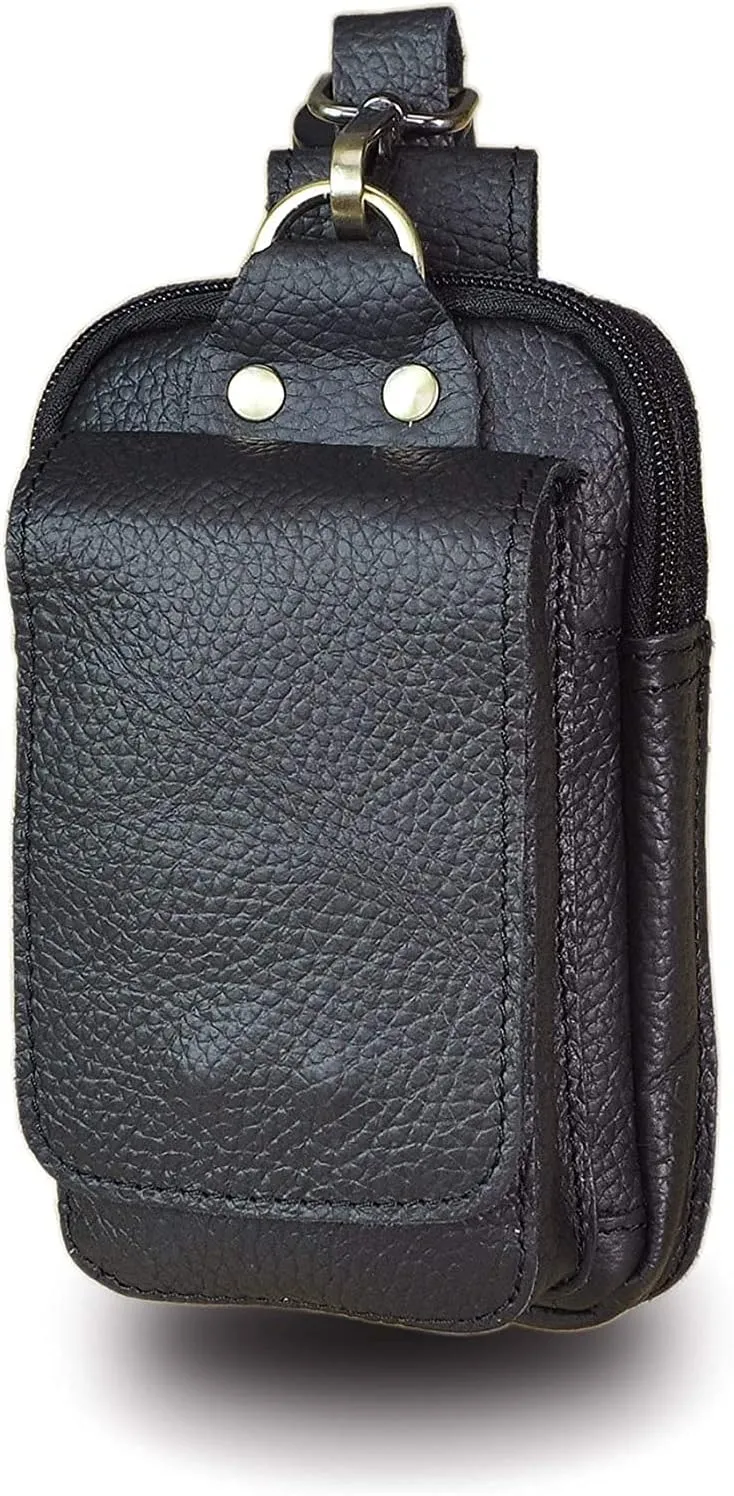Le'aokuu Mens Womens Unisex Genuine Leather Fanny Waist Hip Bum Hook Belt Hang Bag Pack 1609