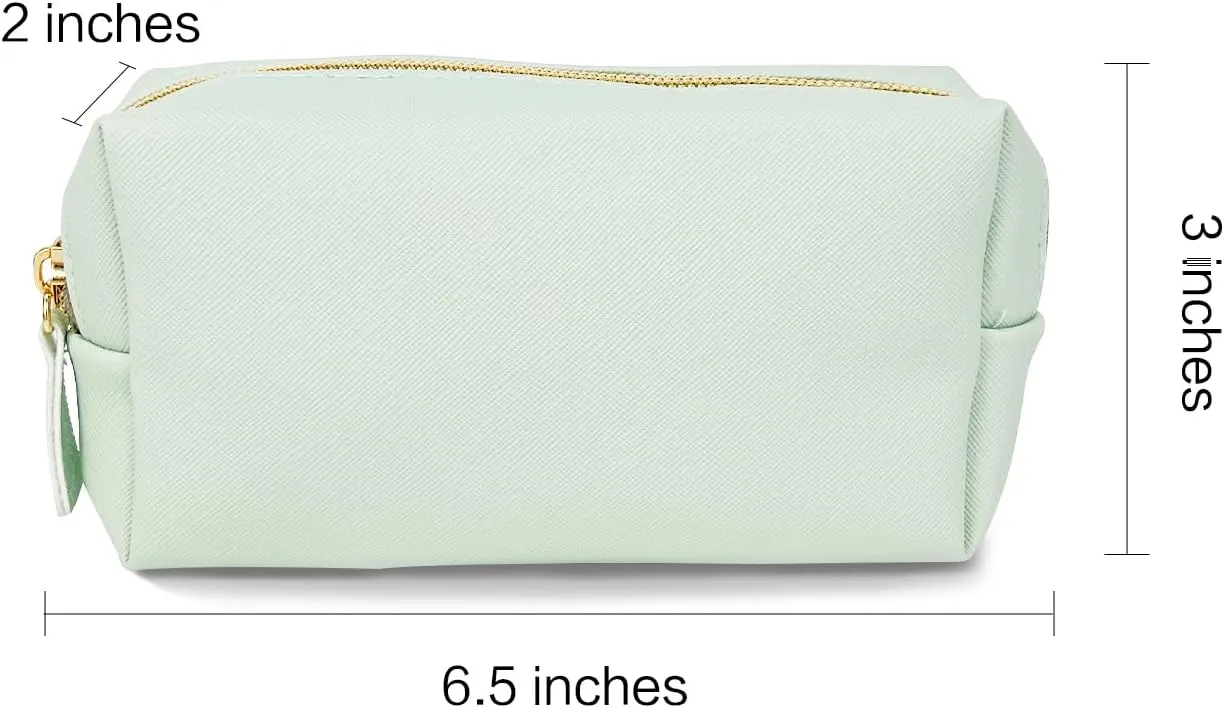 Leather Makeup Bag Set - Womens Small Cosmetic Bag for Purse with Pencils, Large Black Relavel Makeup Bag for Purse - Perfect for Travel and Daily Use