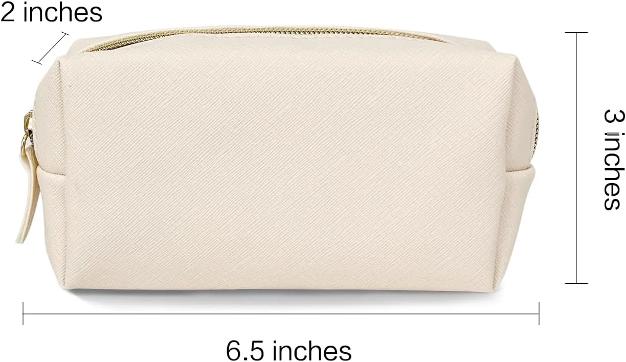 Leather Makeup Bag Set - Womens Small Cosmetic Bag for Purse with Pencils, Large Black Relavel Makeup Bag for Purse - Perfect for Travel and Daily Use