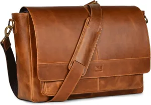 LEATHER VILLAGE Vintage Leather Messenger Bag15.5" Handmade Satchel for Men & Women Shoulder Bag Office, Travel & Daily Use