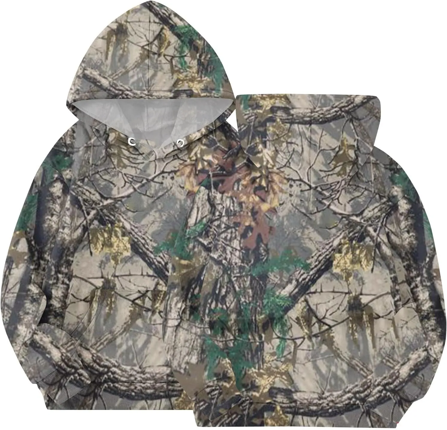 Light Camo Hoodies for Teen Girls Cute Sweatshirt Maple Leaf Print Oversized Fleece Sweatshirts Pullover Tops with Pocket