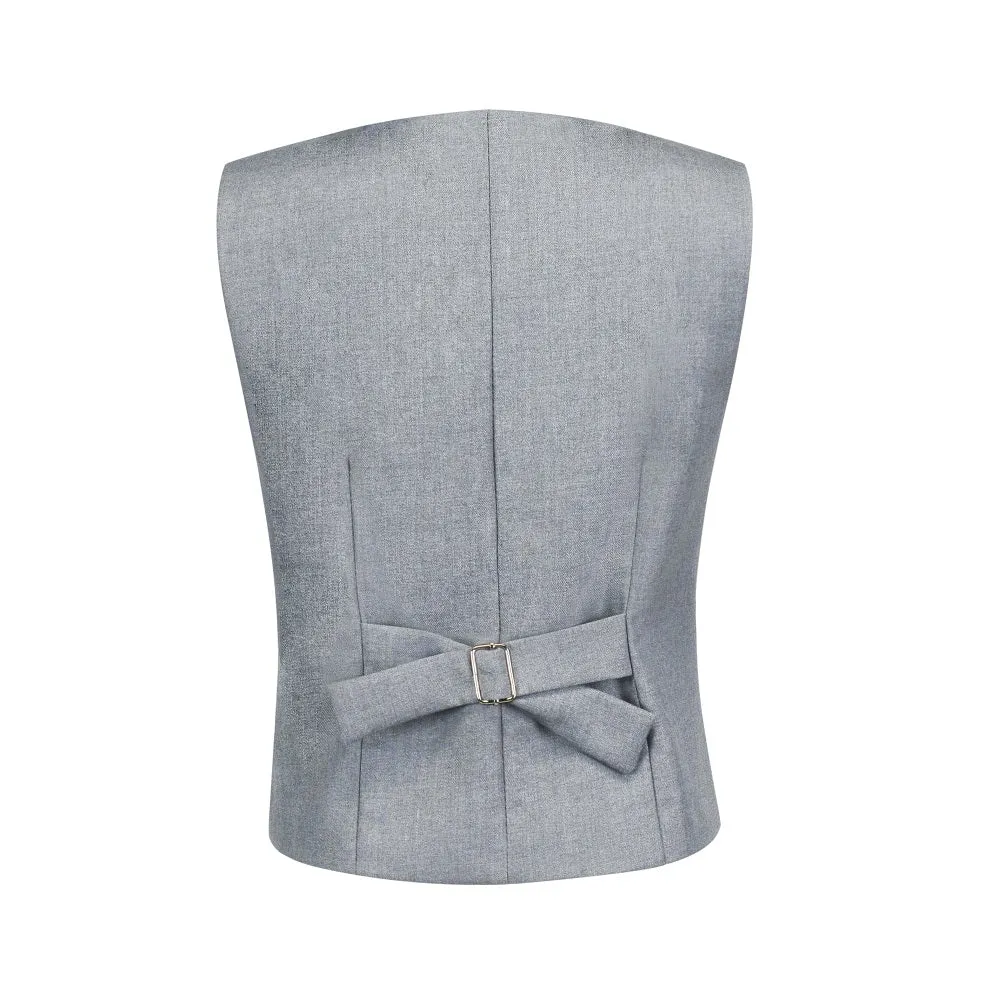 Light Grey Classic 4 Piece Boy's Formal Suits With Vest Pants Shirt Tie