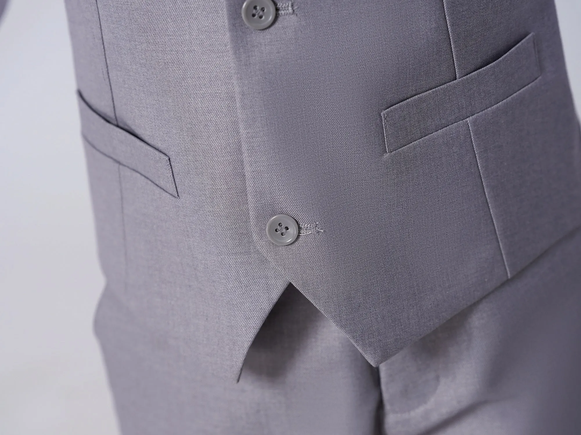 Light Grey Classic 4 Piece Boy's Formal Suits With Vest Pants Shirt Tie