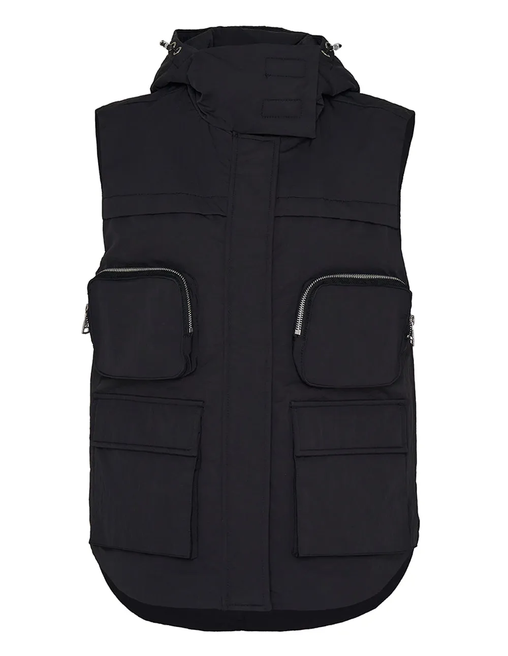 Light Padded Nylon Hoodie Vest