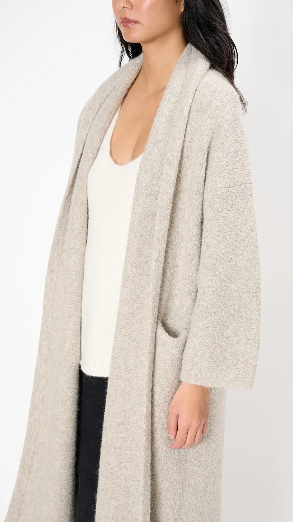 Long Shawl Cardigan in Pebble