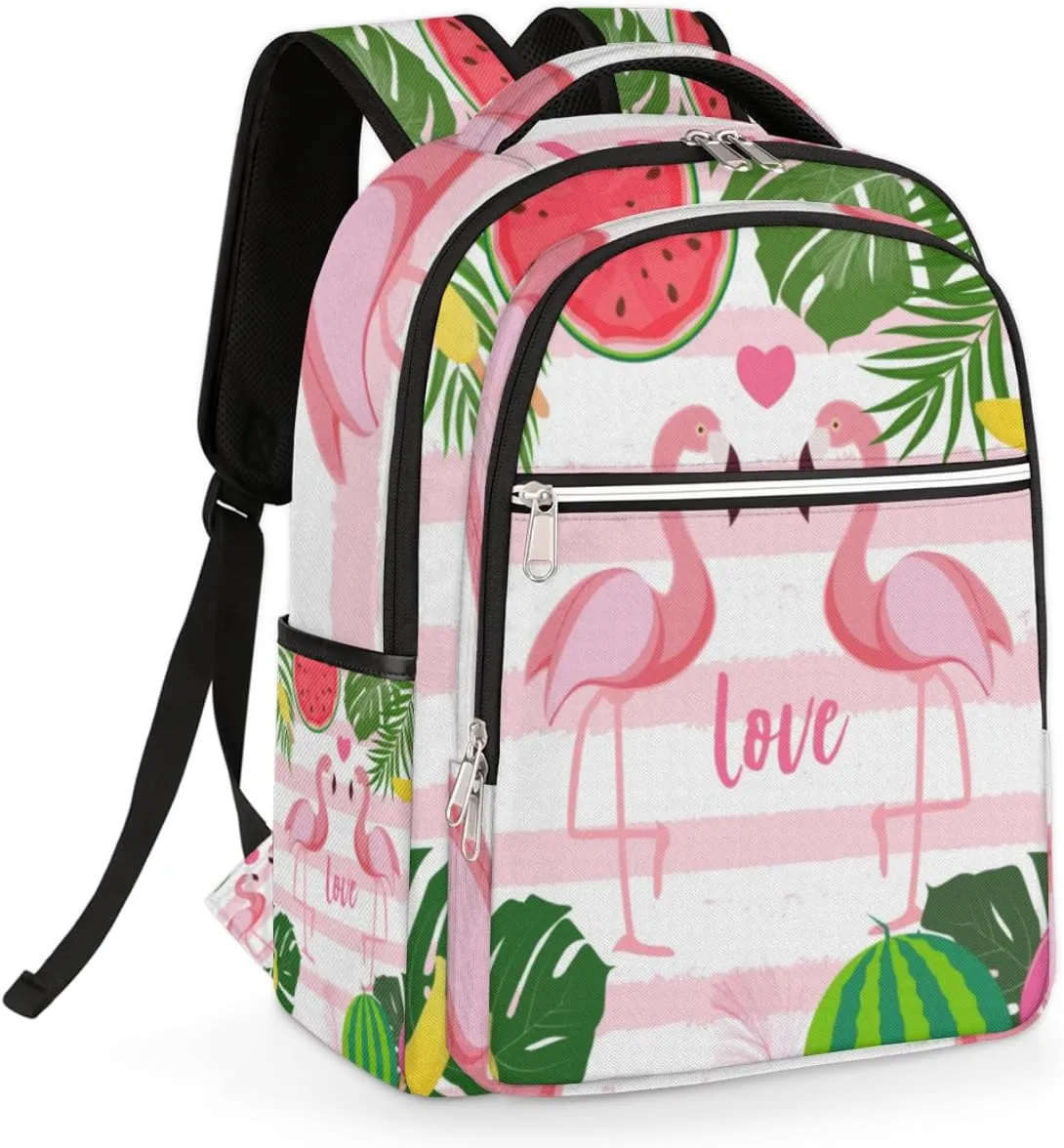 Love Flamingo Travel Laptop Backpack for Women Lightweight Laptop Bag Fits 15.6 inch Laptop Durable Travel Backpack Casual Daypack for Work Business Daily Use