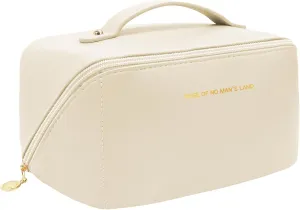 Makeup Bag Travel Makeup Bag Toiletry Bag Open Flat Cosmetic Bag Large Capacity Waterproof Portable Makeup Bag Organizer for Travel Gifts and Daily Use White