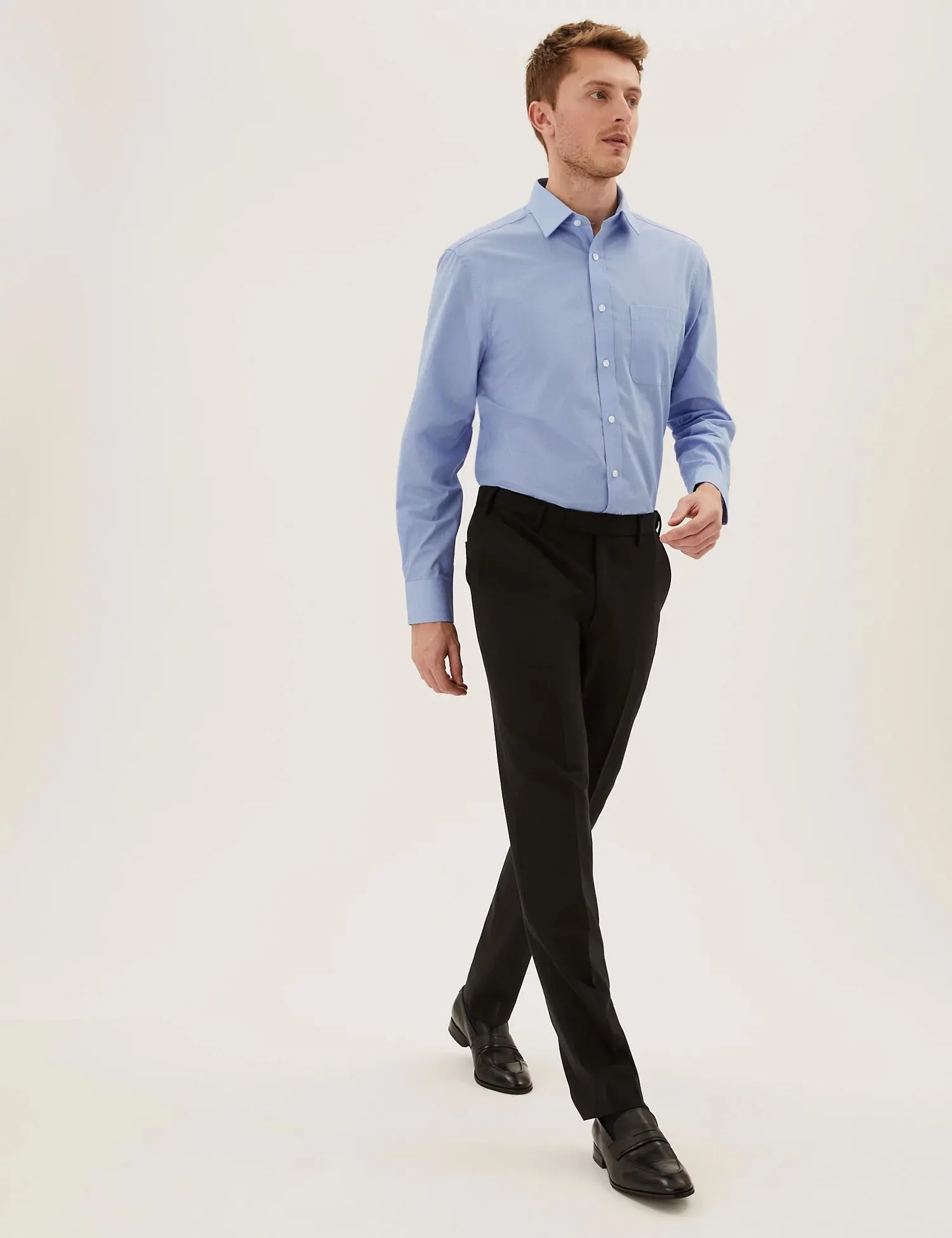 M&S Mens L/S Check Formal Shirt T11/2329