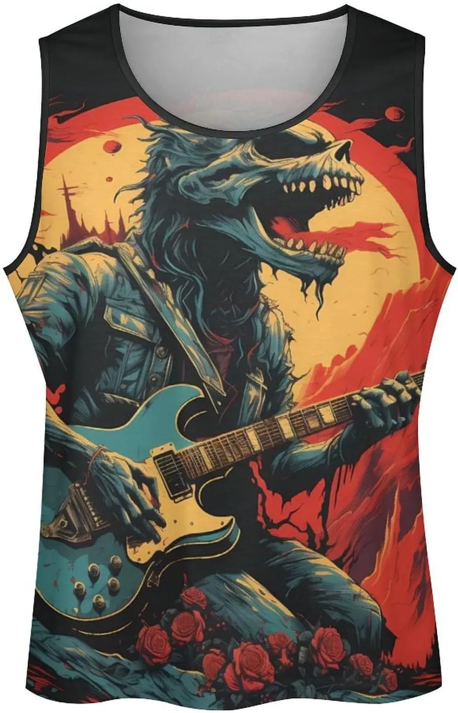 MARSVOVO Mens Tank Top Colorful Floral Graphic Print Casual Sleeveless Crew Neck Western Sportswear Trendy Clothes