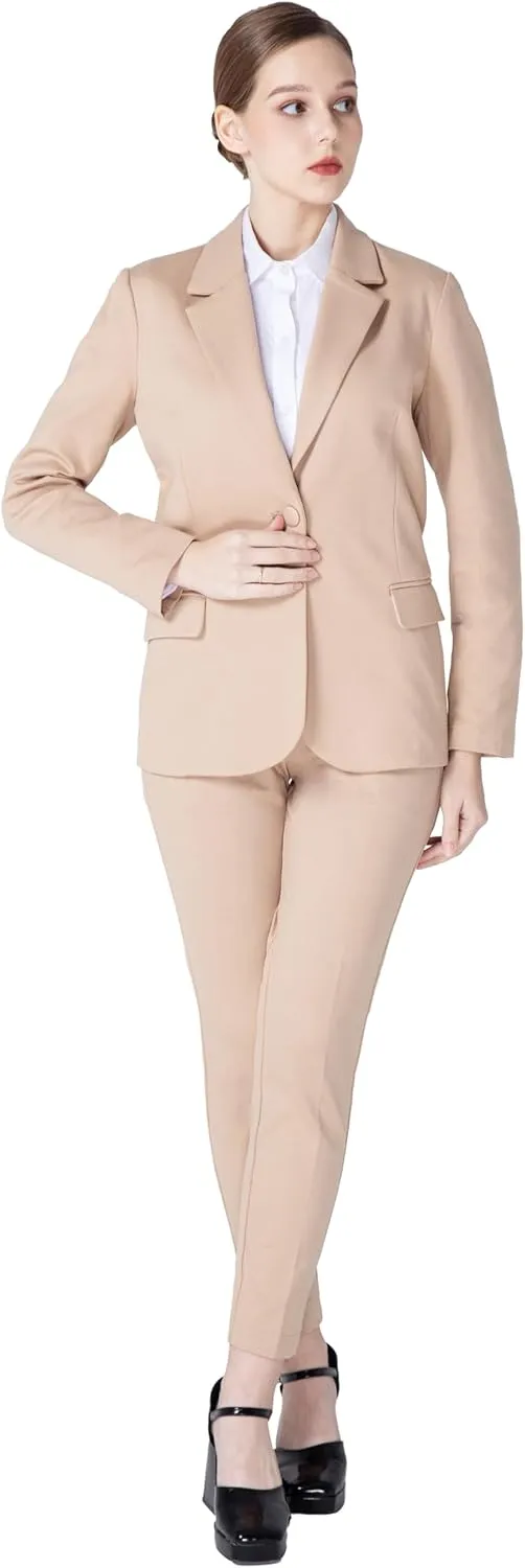 Marycrafts Women's Business Blazer Pant Suit Set for Work
