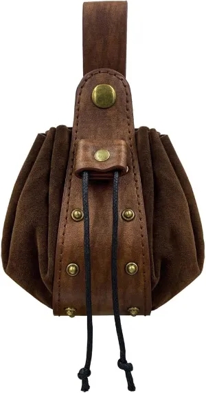 Medieval Belt Pouch Leather Drawstring Bag Portable Purse Vintage Costume Waist for Fantasy Event Cosplay Party Lightweight and Daily Use