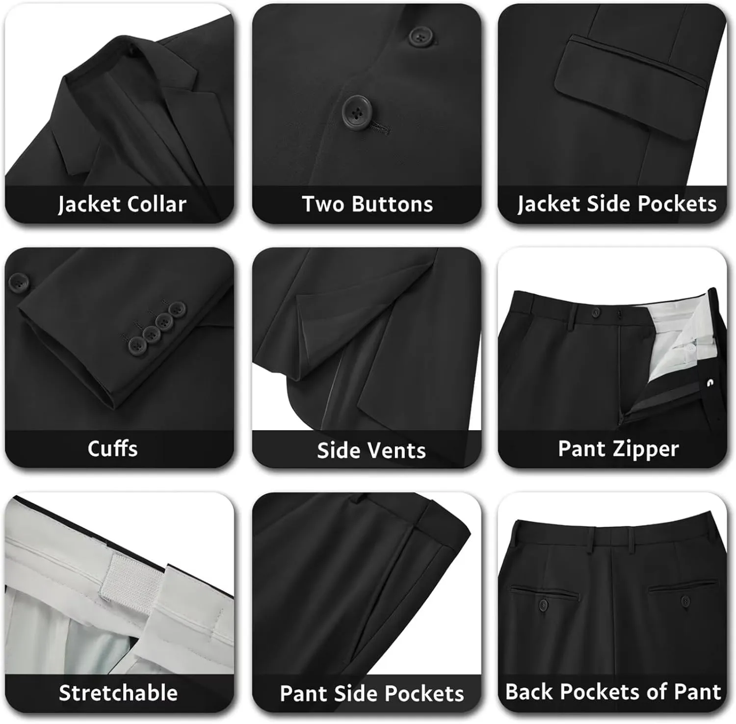 Mens 2 Piece Suit Set Slim Fit 2 Button Dress SuitsTuxedo Set Wedding Blazer Jacket Pants Tie Business Party Prom Suit
