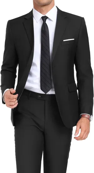 Mens 2 Piece Suit Set Slim Fit 2 Button Dress SuitsTuxedo Set Wedding Blazer Jacket Pants Tie Business Party Prom Suit