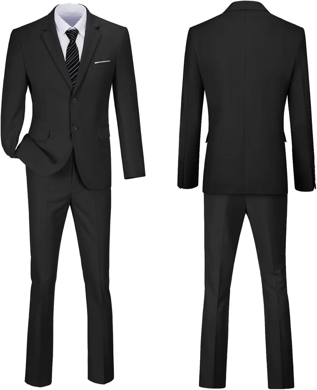 Mens 2 Piece Suit Set Slim Fit 2 Button Dress SuitsTuxedo Set Wedding Blazer Jacket Pants Tie Business Party Prom Suit
