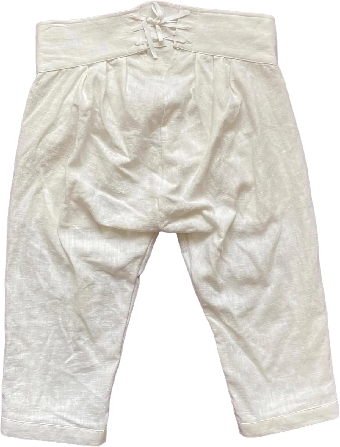 Mens Colonial Knee Linen Breeches 18th Century Pants Fall Front Style