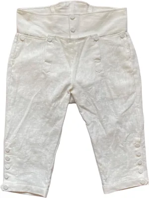 Mens Colonial Knee Linen Breeches 18th Century Pants Fall Front Style