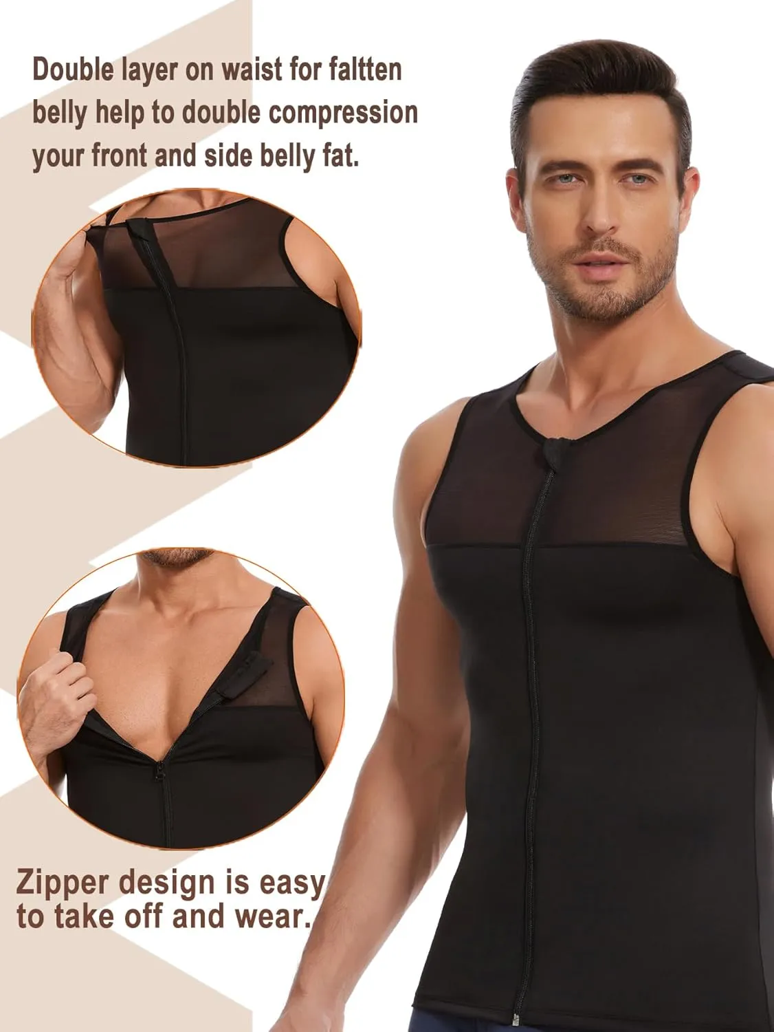 Mens Compression Tank Top Slimming Body Shaper Vest Sleeveless Tight Tummy Control Shirt