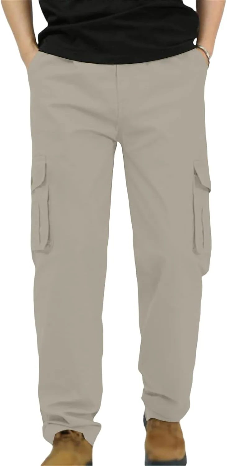 Men's Fashion Cargo Pants Slim Fit Straight Leg Trousers Open Bottom Athletic Pants Business Leisure Cargo Trousers