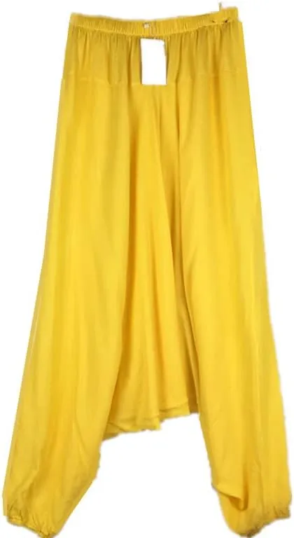Men's Large Crotch Harem Pants Dancing Casual Trousers Black Green Blue White Gold L