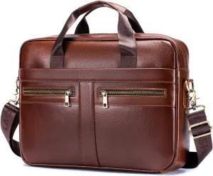 Men's Leather Laptop Bag, 15.6 Vintage Inch Crossbody Bag, Shoulder Bag, Business Travel Briefcase, Computer Shoulder Bag, Men's Wallet, Handbag, Daily Use