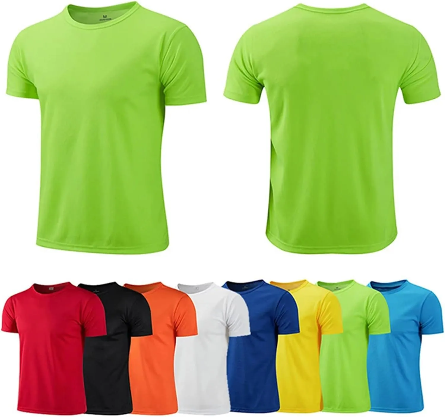 Mens Quick-Dry Solid Color Short Sleeve Sport T-Shirt for Gym, Fitness, Running
