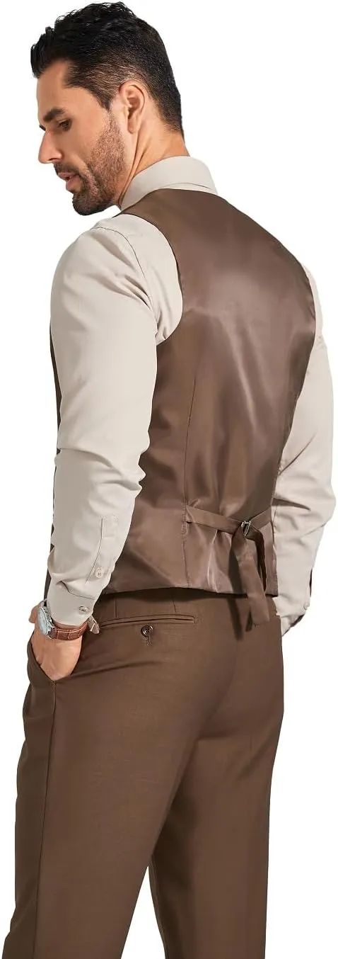 Mens Suits Vest Pants Set 2 Pieces Slim Fit Wedding Groomsmen Suit for Men Formal