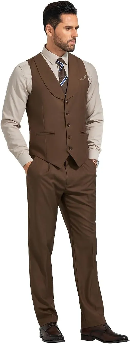 Mens Suits Vest Pants Set 2 Pieces Slim Fit Wedding Groomsmen Suit for Men Formal