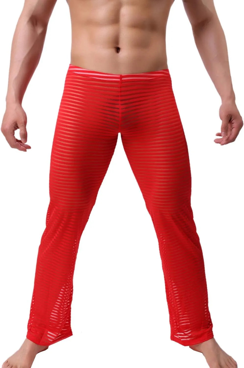 Mens Summer Sexy Mesh See Thru Stretchy Lightweight Sleep Lounge Pants