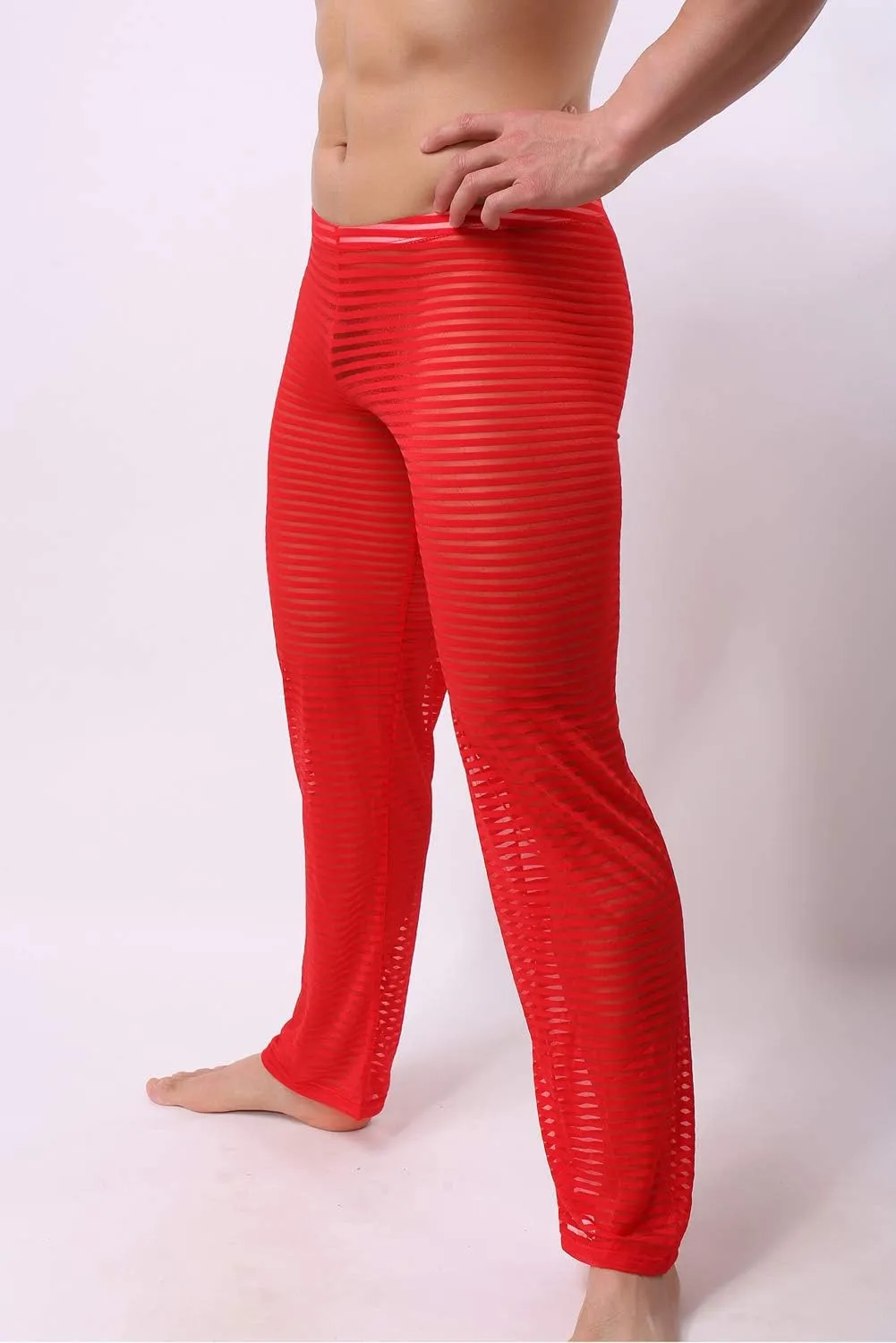 Mens Summer Sexy Mesh See Thru Stretchy Lightweight Sleep Lounge Pants