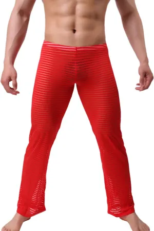 Mens Summer Sexy Mesh See Thru Stretchy Lightweight Sleep Lounge Pants