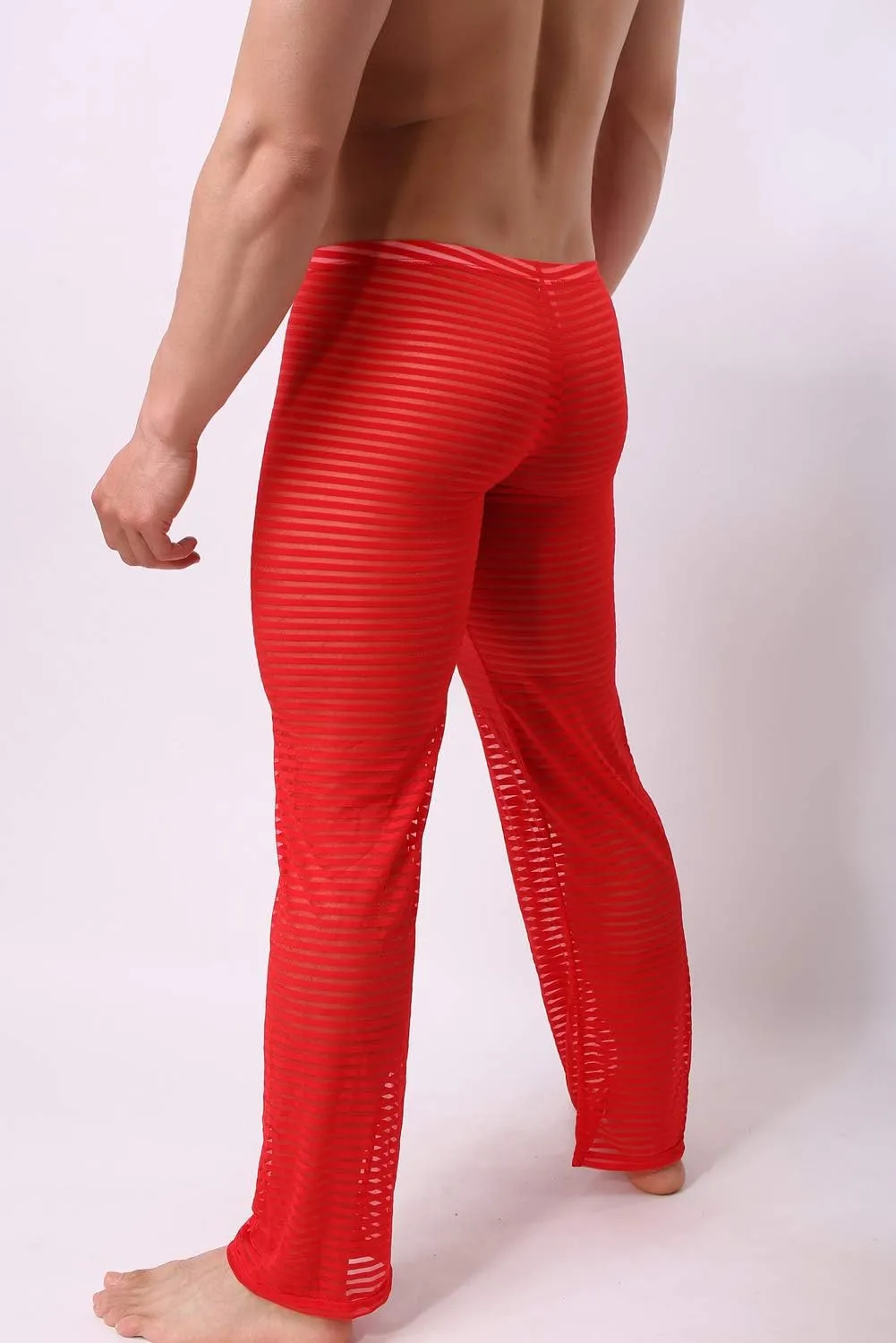 Mens Summer Sexy Mesh See Thru Stretchy Lightweight Sleep Lounge Pants