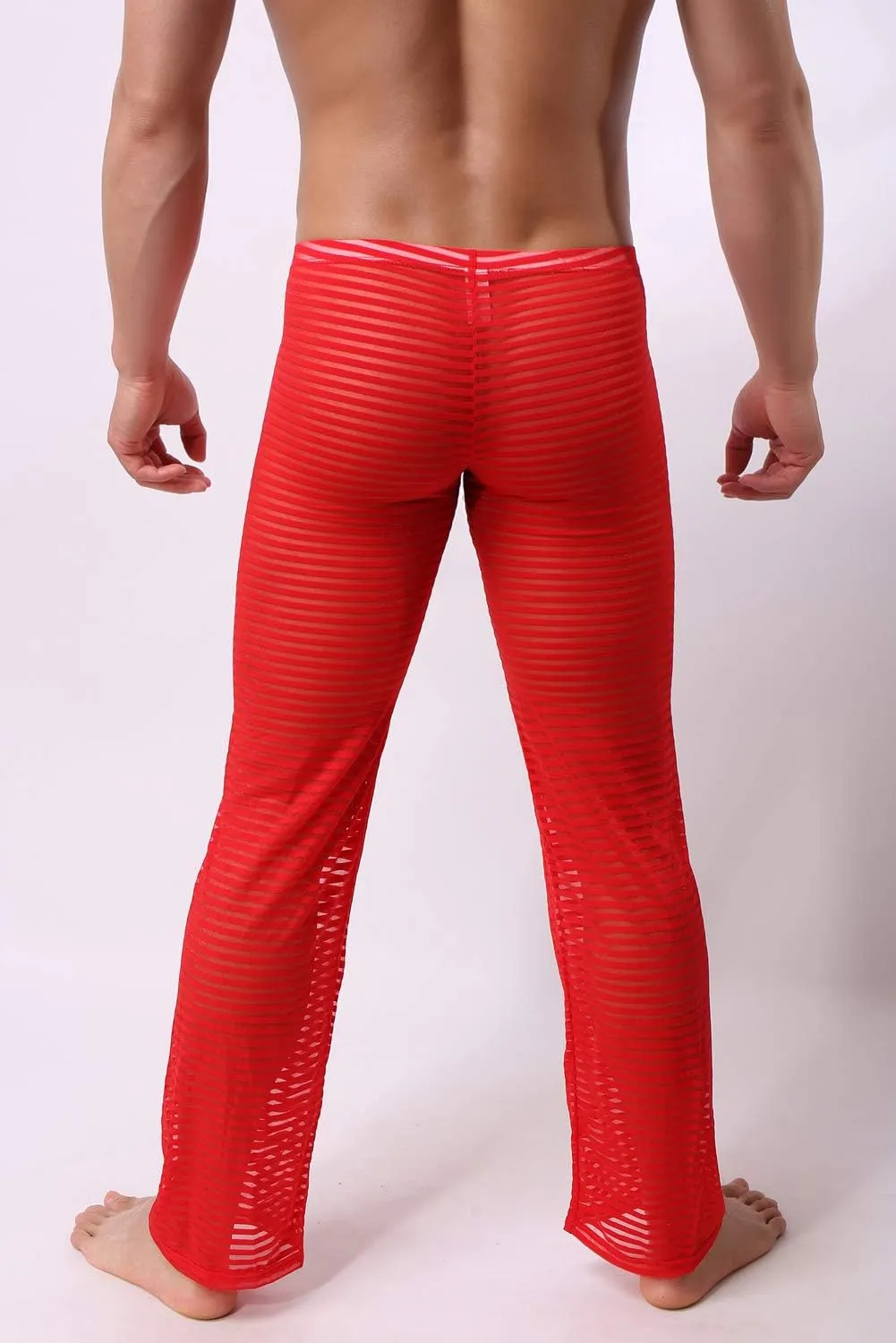 Mens Summer Sexy Mesh See Thru Stretchy Lightweight Sleep Lounge Pants