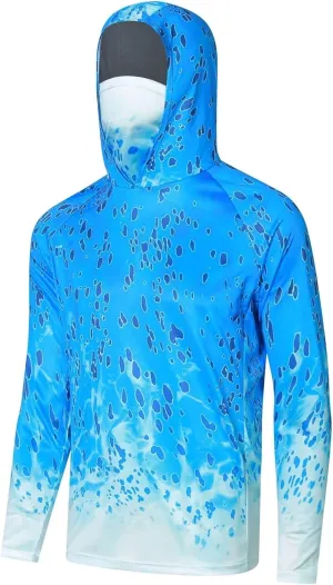 Men's UPF50  Sun Protection Hoodie Shirt Fashion Loose Long Sleeve Rash Guard Casual Fishing Shirt with Mask Quick Dry