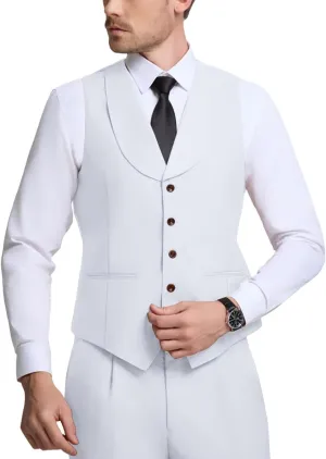 Mens Vest Pants Suits Set 2 Pieces Slim Fit Groomsmen Suit for Men Formal