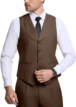 Mens Vest Pants Suits Set 2 Pieces Slim Fit Groomsmen Suit for Men Formal